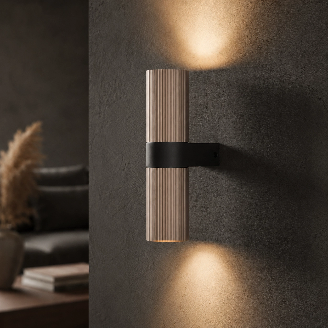 Wandspot ribbels Linea Champagne met zwart