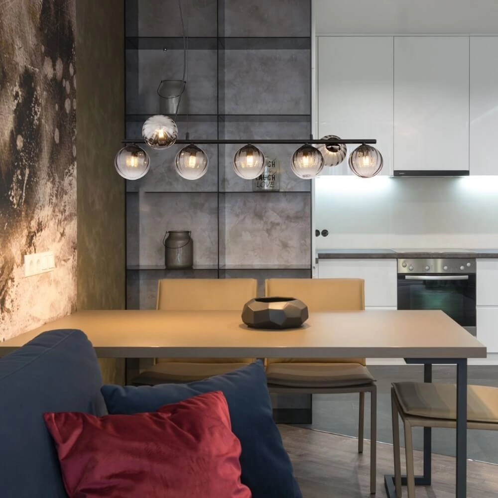 7-lichts hanglamp Dallerta smoke glas Globo 9007371452576
