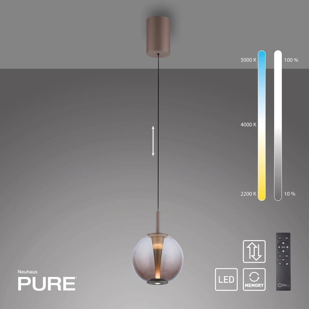 Led hanglamp Pure Infinity met amber glas - Ø 18cm Paul Neuhaus 4012248399040
