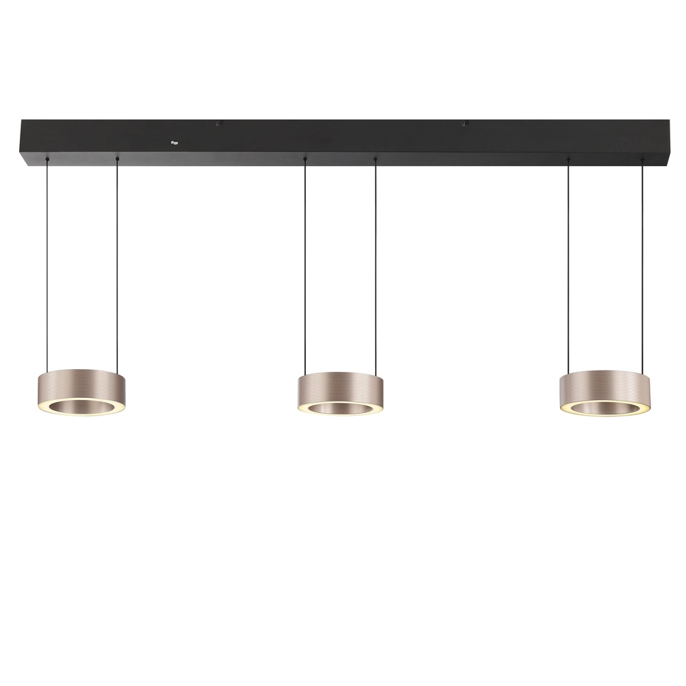 Design hanglamp Axion 3-lichts zwart met bruin Brilliant 4004353477195