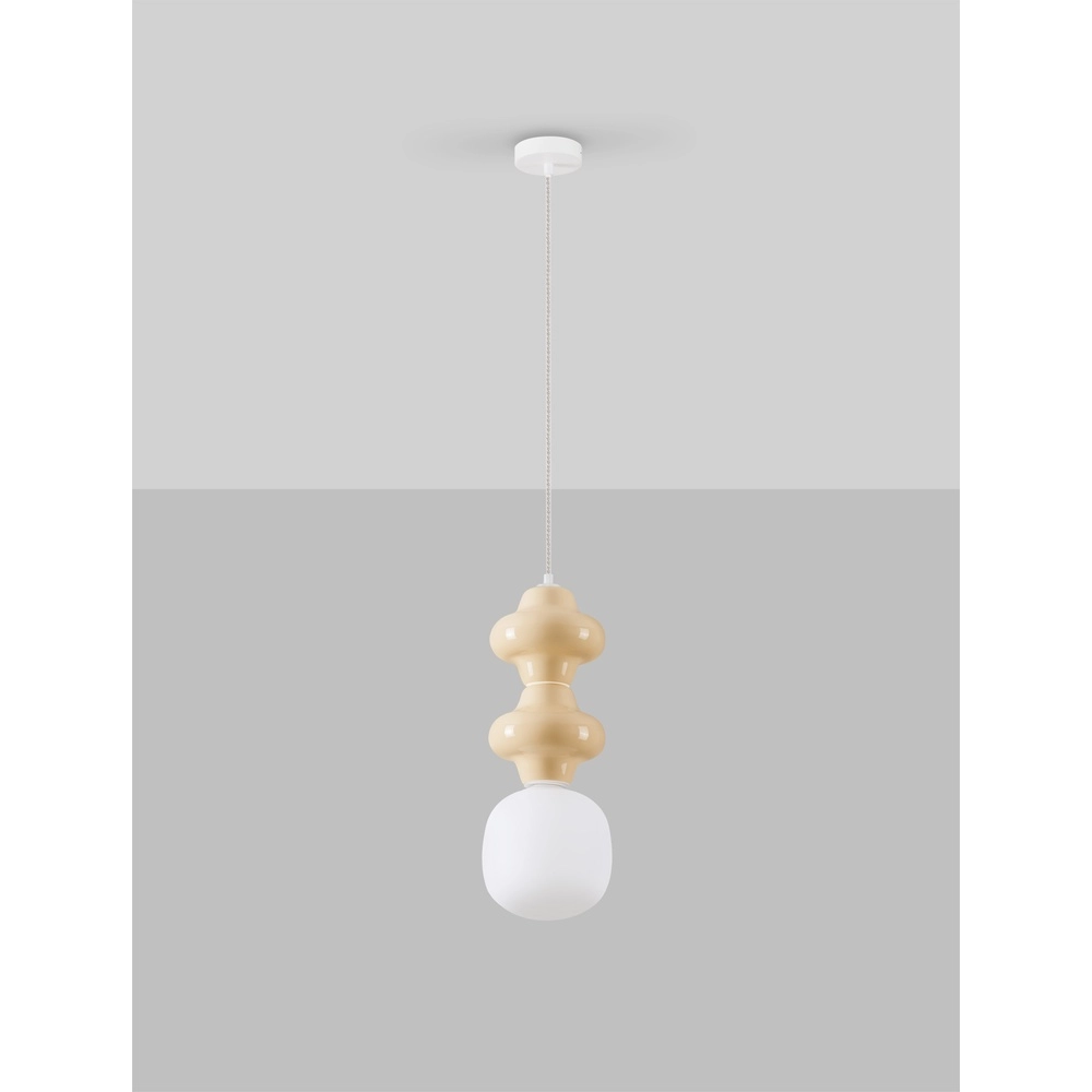 Hanglamp Clio M geel keramiek met wit glas Lyora 5212017461223