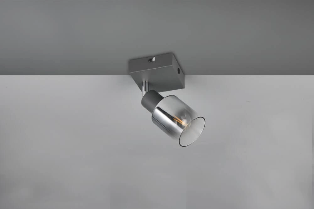 Zwart wandlampje Cadiz met smoke glas Trio 4017807615753