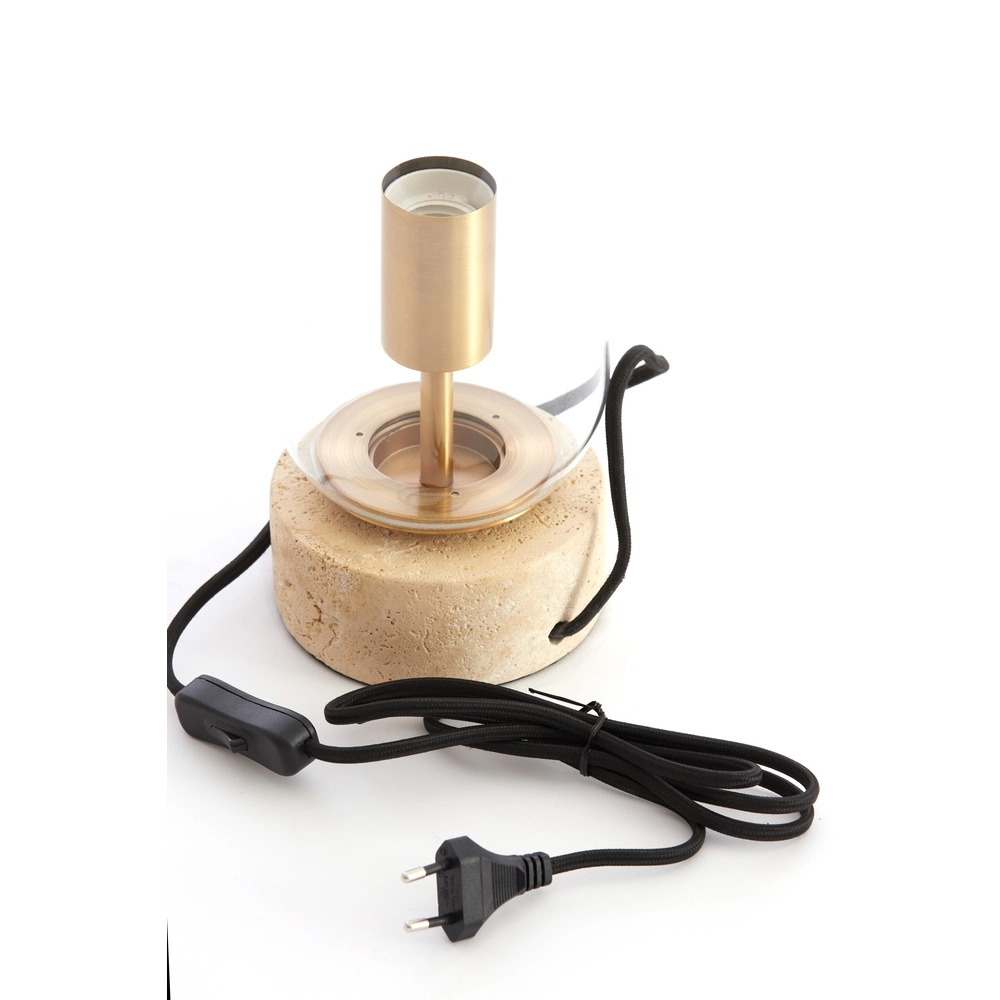 Glazen tafellamp Rylano 47cm - met travertin Light & Living 8717807730680