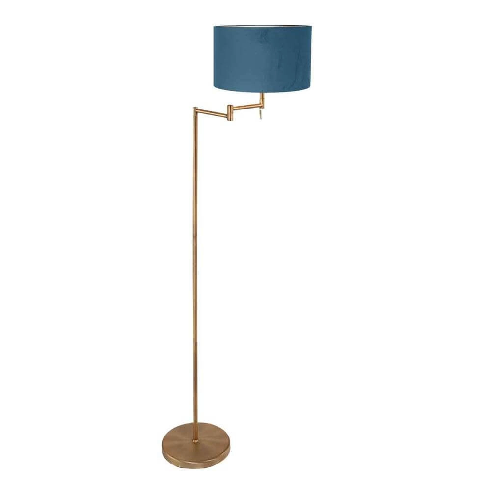 Vloerlamp Bella brons met blauwe kap Vloerlamp Bella brons met blauwe kap