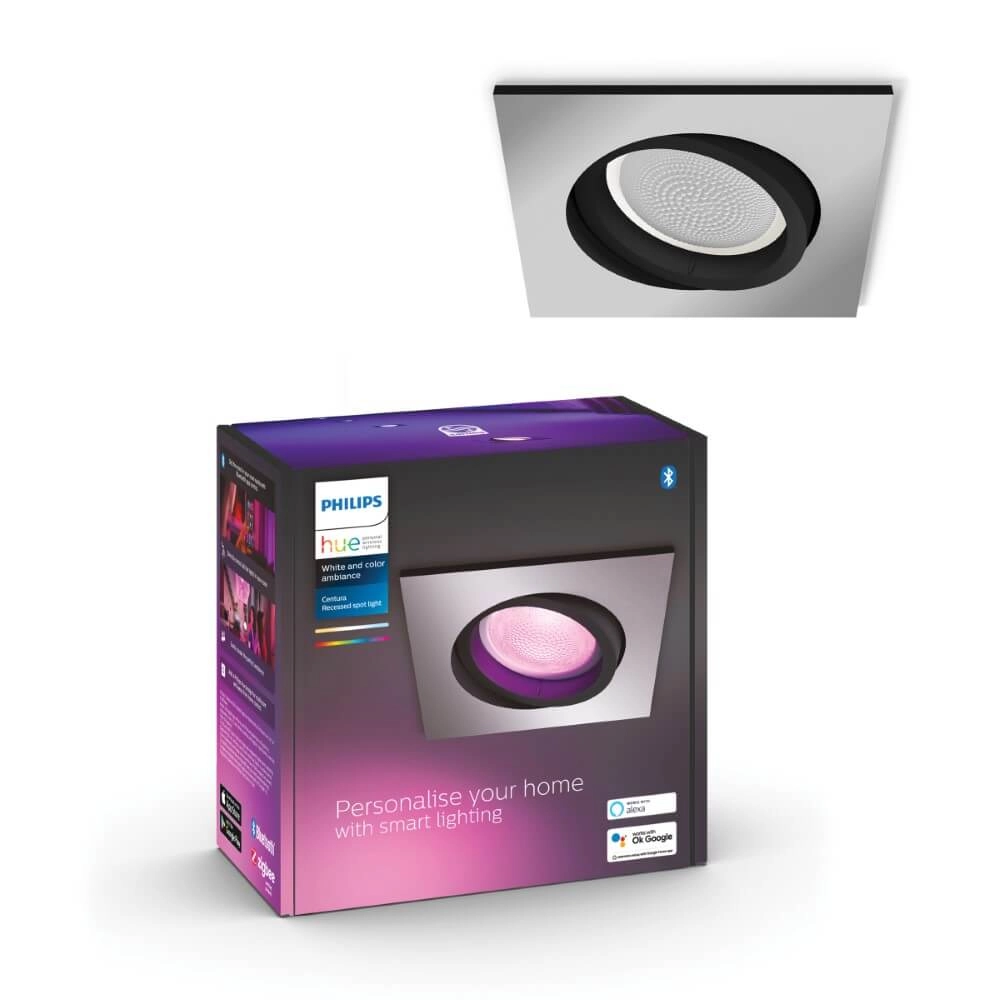 Vierkante inbouwspot Hue Centura - White and Color richtbaar zilvergrijs Philips 8720169319158