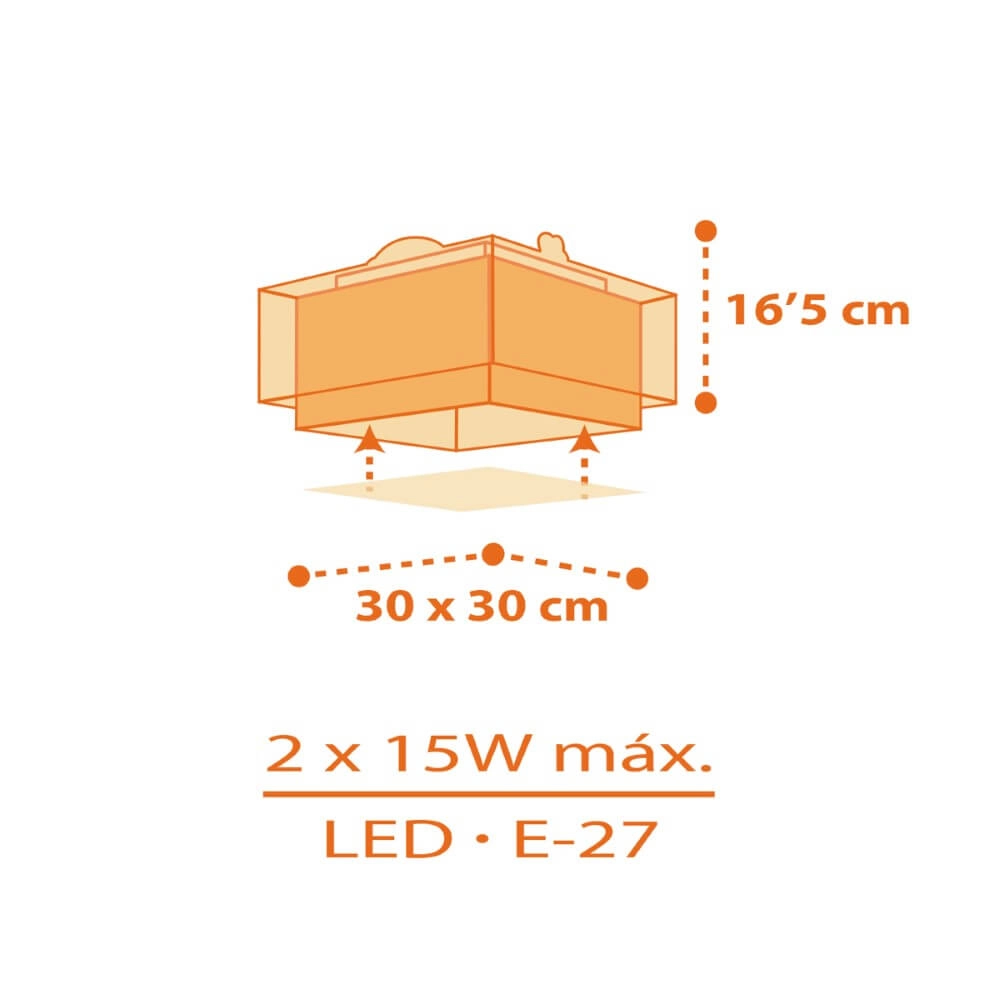 Vierkante plafondlamp Dinos Dalber 8420406734569