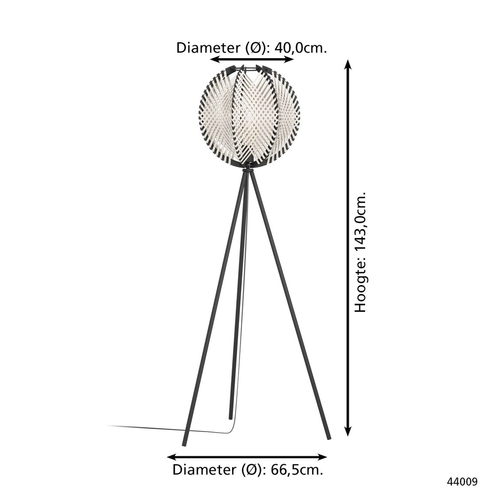 Vloerlamp Waverton zwart met crème textiel Eglo 9002759440091