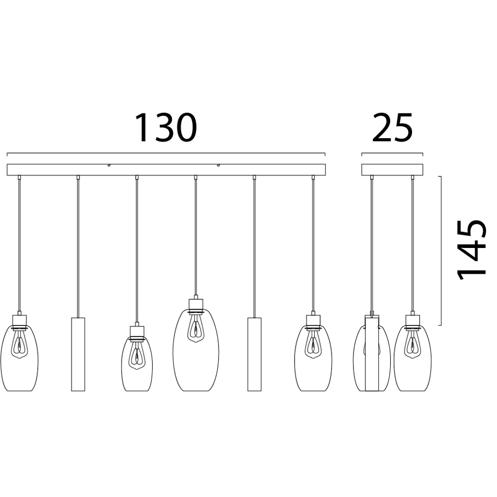 Glazen hanglamp Olive 4x glas - 2x Run - zwart Masterlight 8718121396835