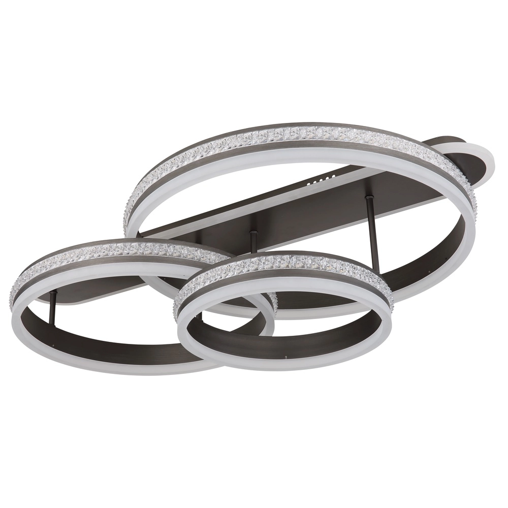 Design plafondlamp Grouni 3 ringen titanium geborsteld Globo 9007371449002