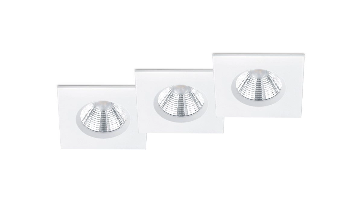 Badkamer inbouwspots Zagros (3x) met led vierkant wit