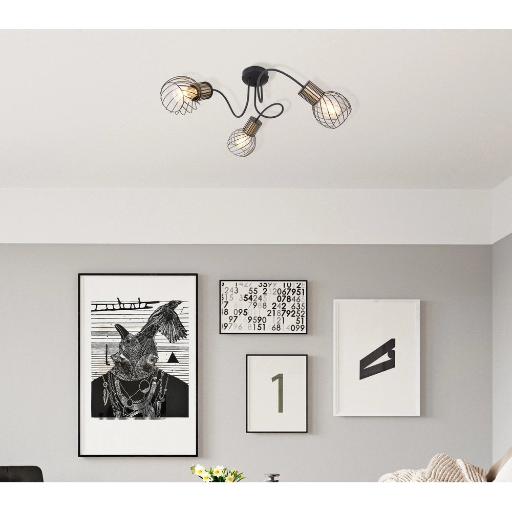 Plafondlamp Argusto 3-lichts zwart Globo 9007371393718