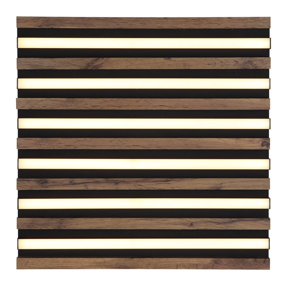 Plafondlamp Hayden zwart met hout vierkant 45cm Globo 9007371510641
