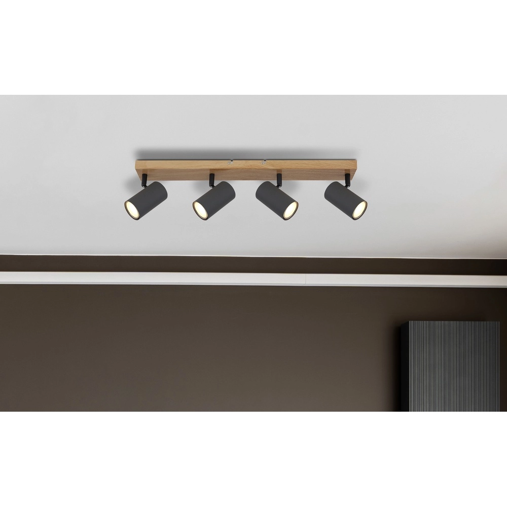 Plafondlamp 4-lichts Robby hout Globo 9007371439539