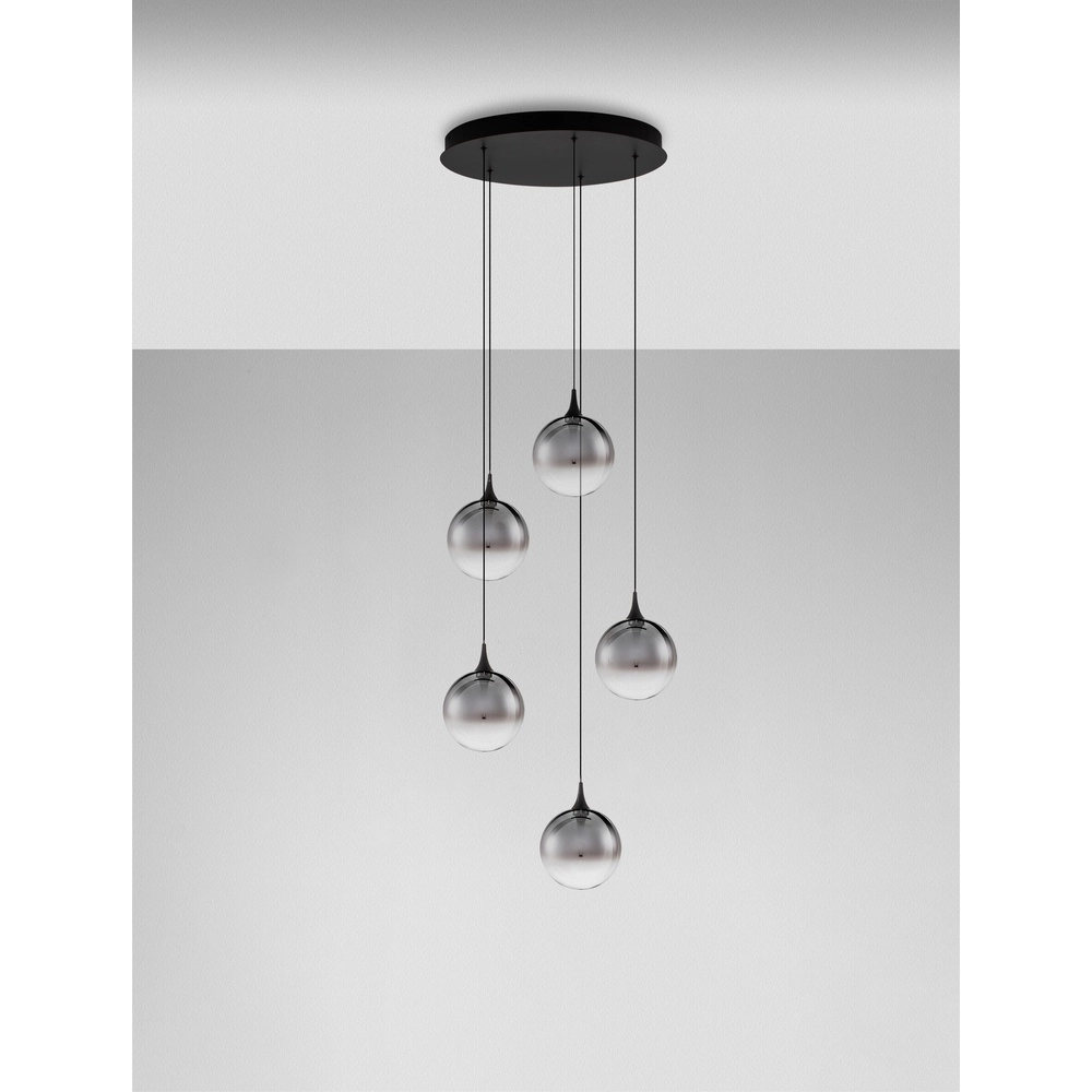Pendant lamp Orenda round 5-light smoke glass Lyora 5212017477644