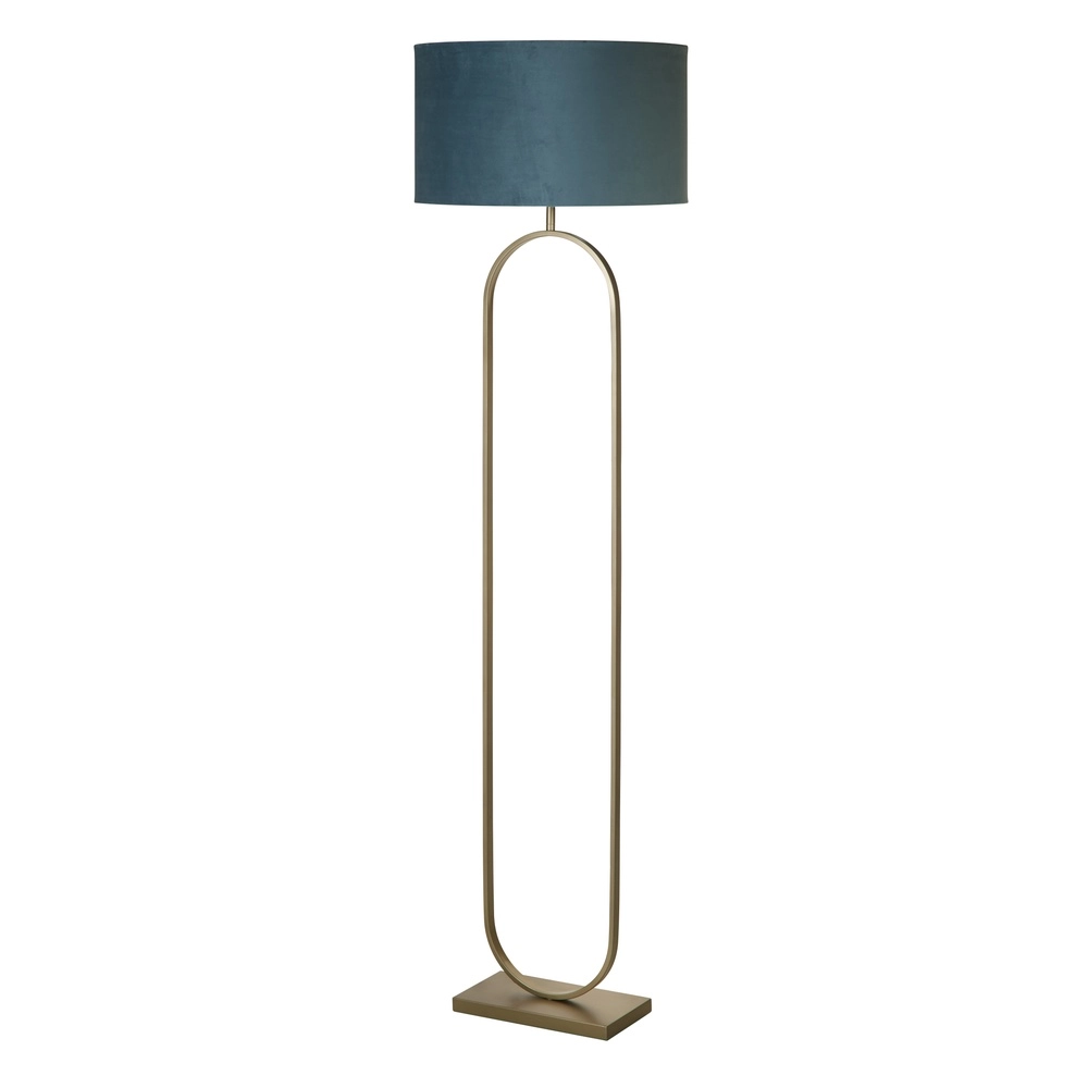 Vloerlamp Modish brons met groen blauwe kap Vloerlamp Modish brons met groen blauwe kap