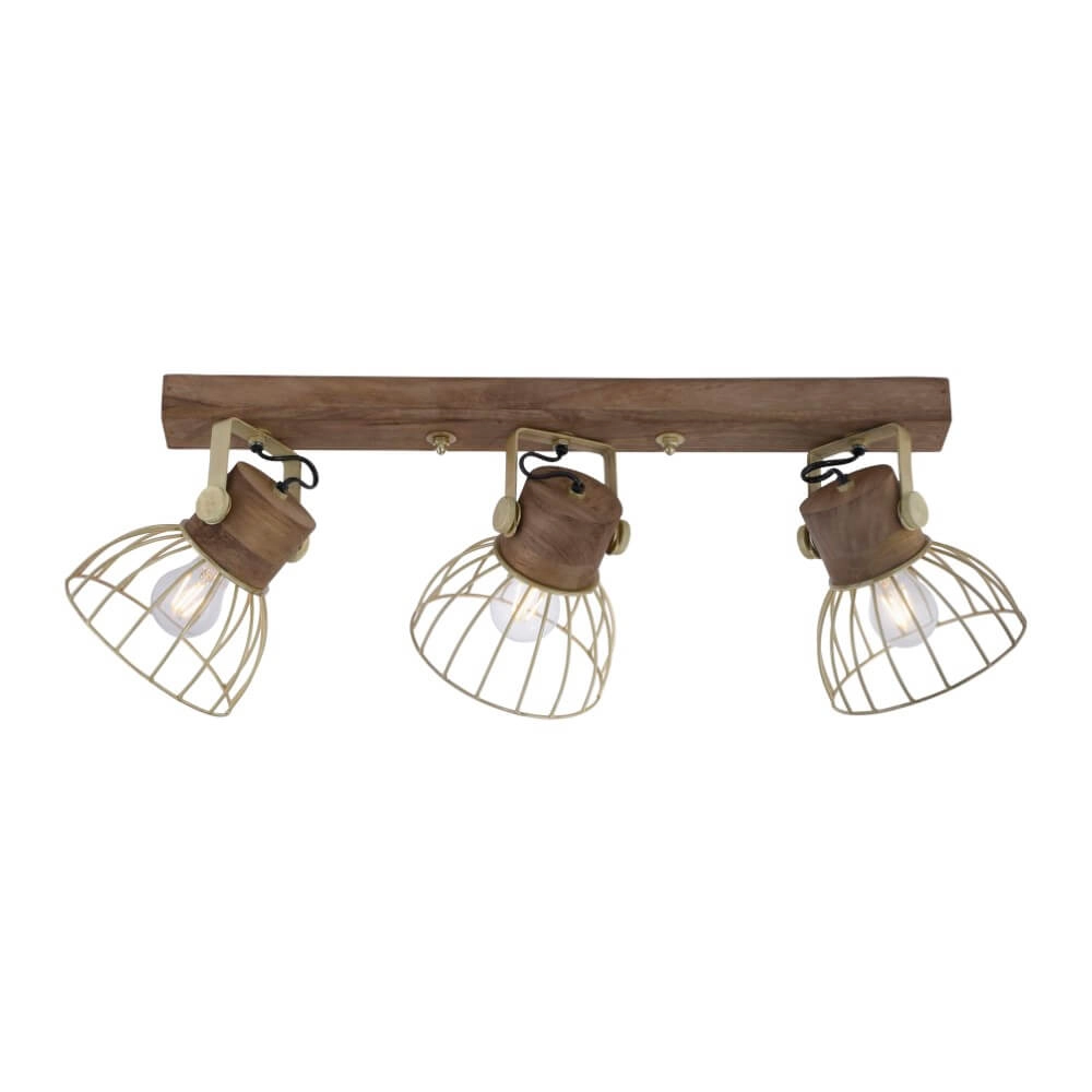 Plafondlamp Alami bruin messing 3-lichts Just Light 4043689976231