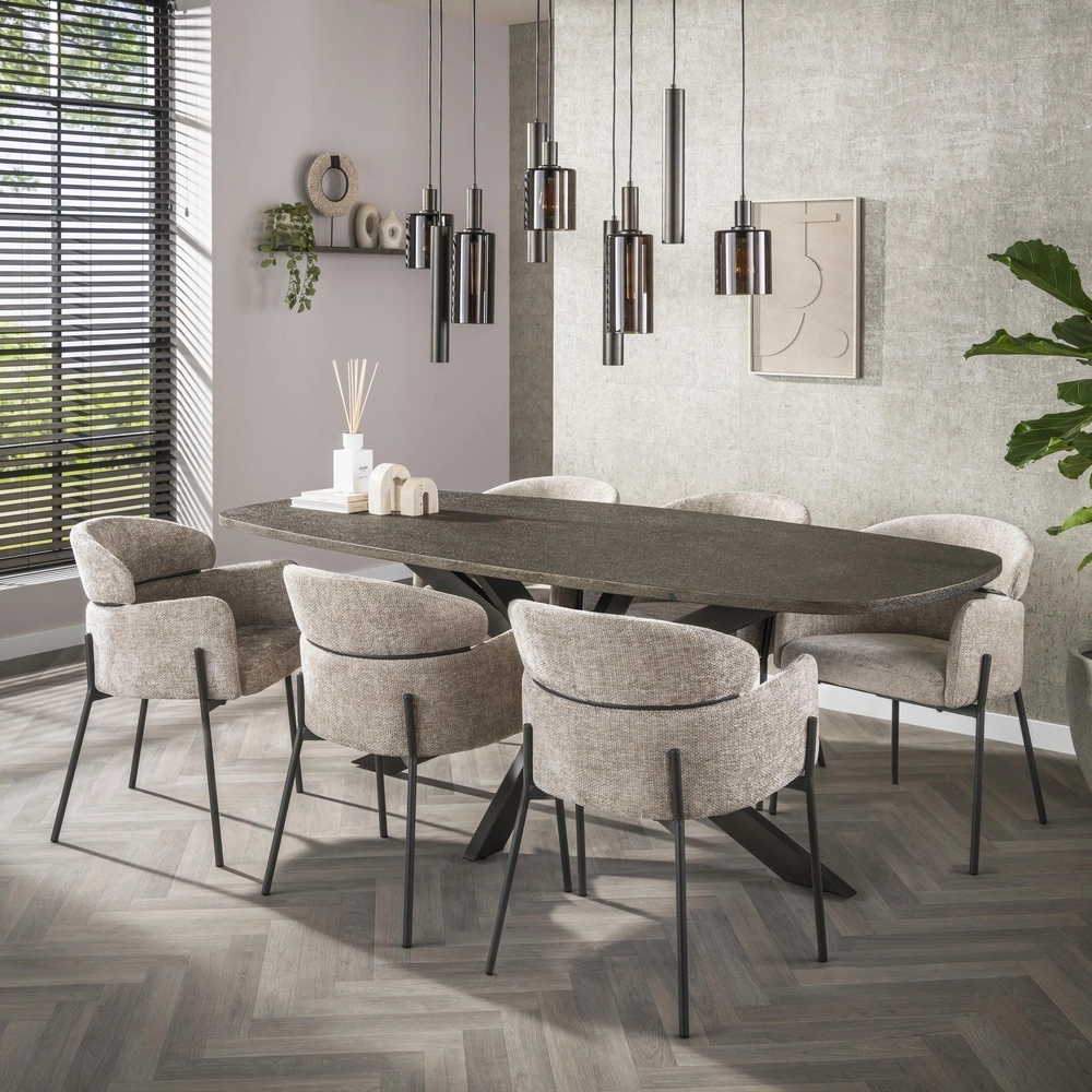 Eettafel hanglamp Sepiora Sienna bruin - donker glas - met pendels Lyora 8716803513464