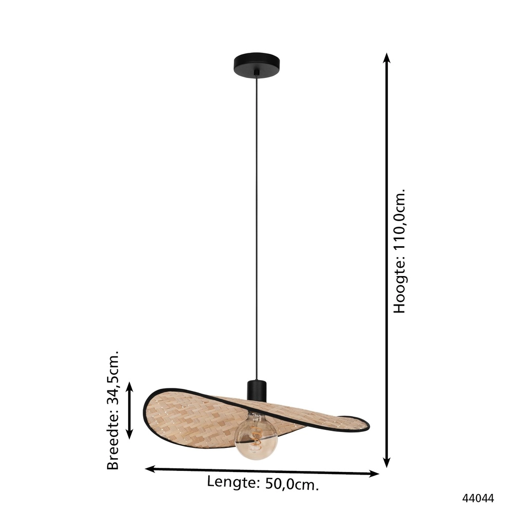 Rotan plafondlamp Marywell 50x34cm - E27