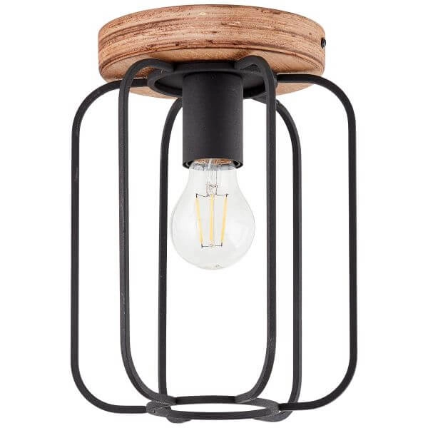Plafondlamp Tosh 20cm zwart met houtbruin Brilliant 4004353395314