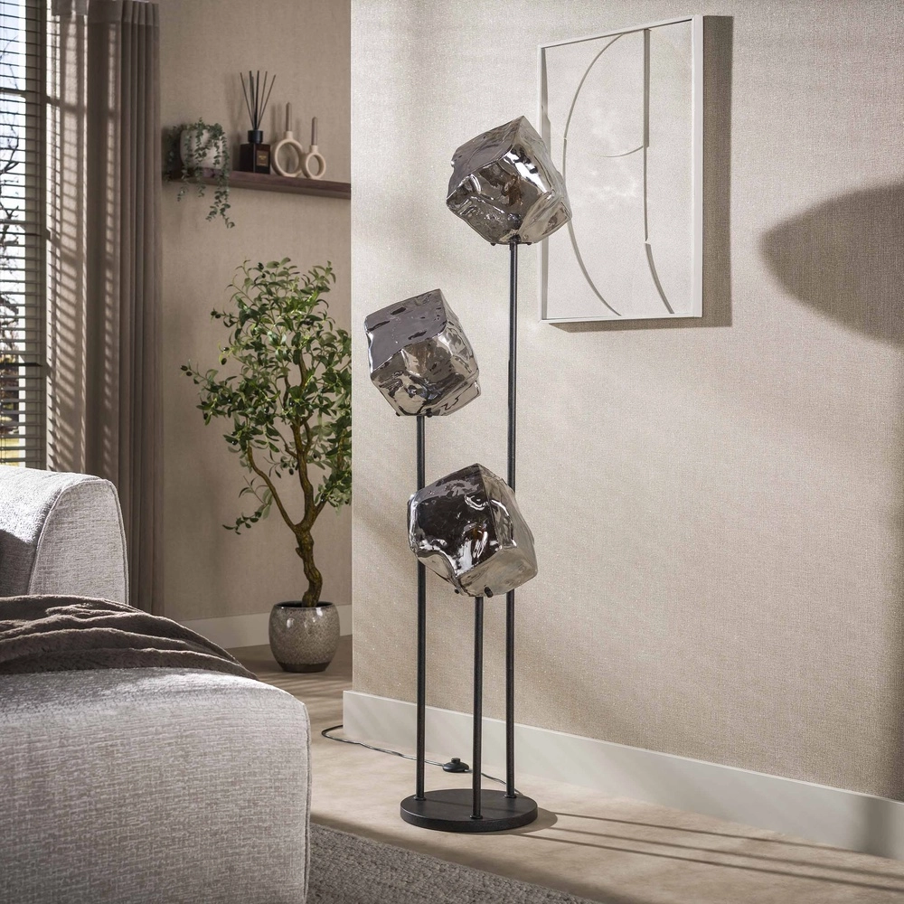 Moderne vloerlamp Rock 3-lichts - chroom glas Lyora 8716803511385