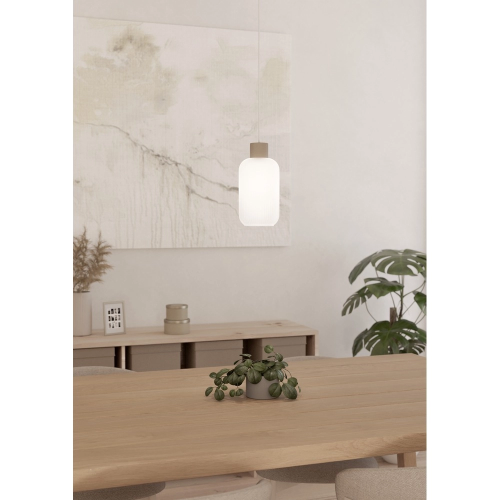 Design hanglamp Dasmina zand bruin met wit Ø 13cm Eglo 9008606406296