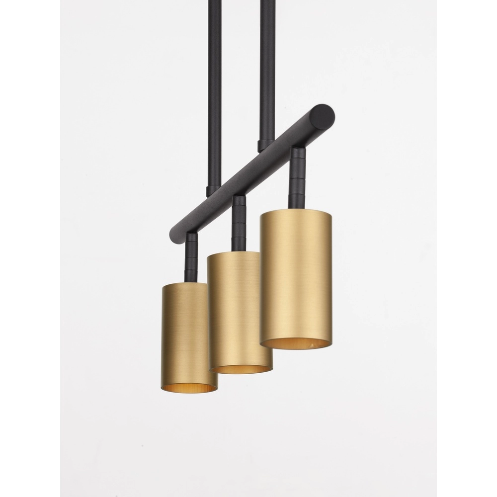 Hanglamp Pogno 3-lichts zwart met goud recht Lyora 5212017440662