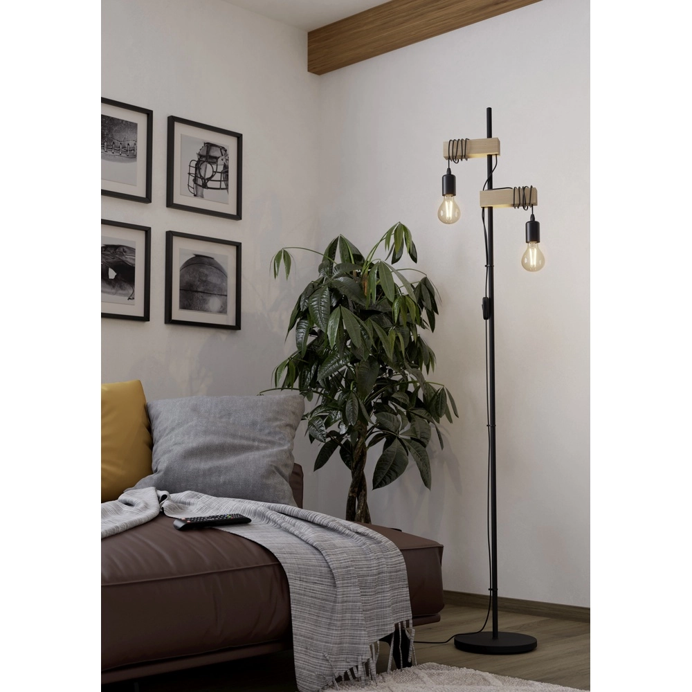 Vloerlamp Townshend houtlook - 2x E27 Eglo 9002759435165