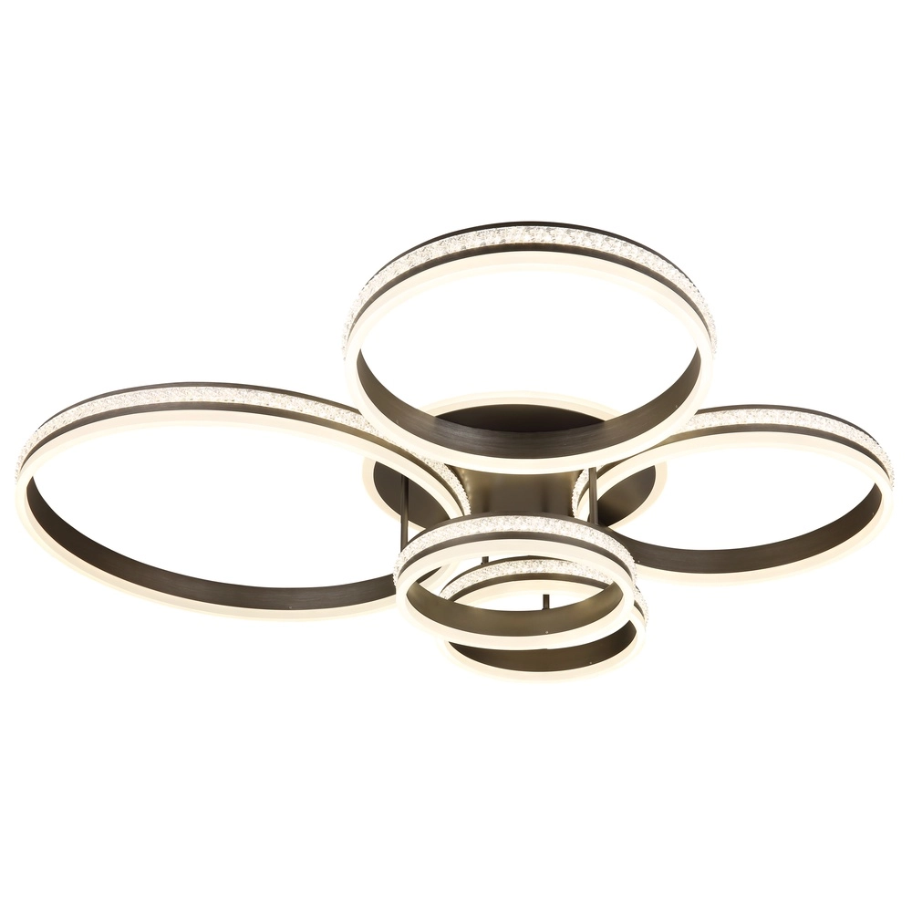 Design plafondlamp Grouni 5 ringen titanium geborsteld