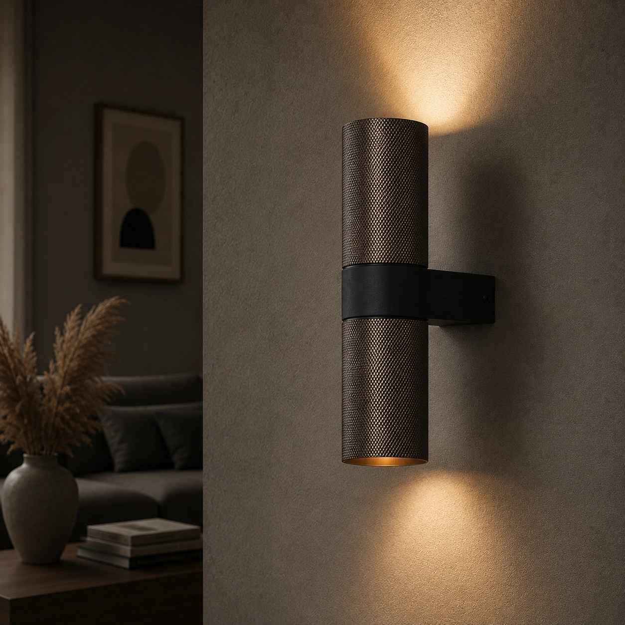 Wandspot structuur Grana Bruin met zwart