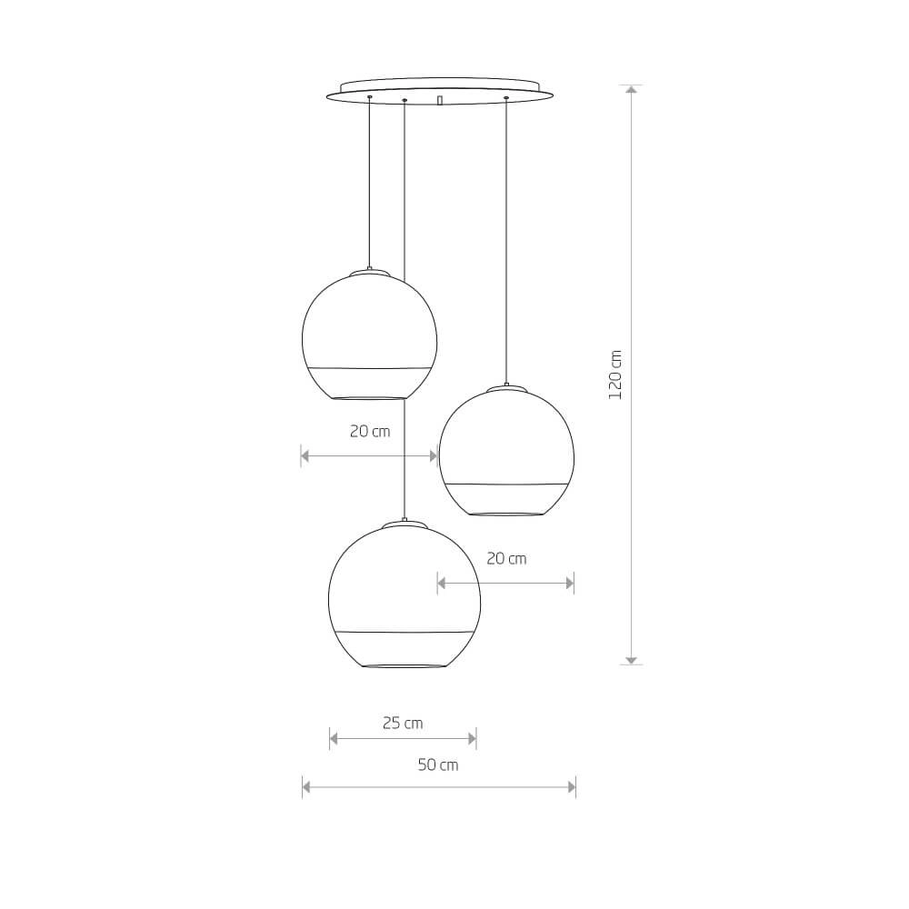 3-lichts bol hanglamp Globe Plus verchroomd Lyora 5903139760799