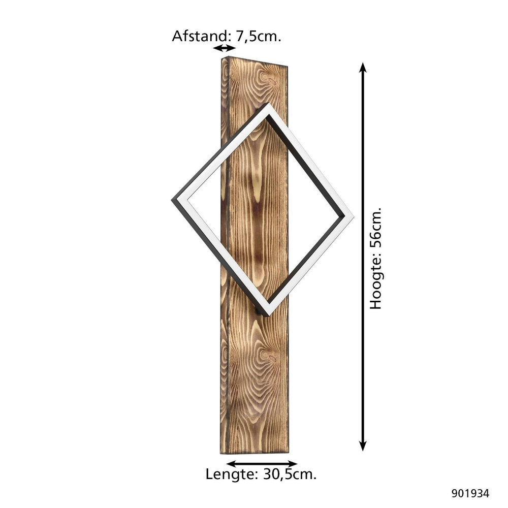 Design wandlamp Boyal zwart met donker hout Eglo 9008606351947
