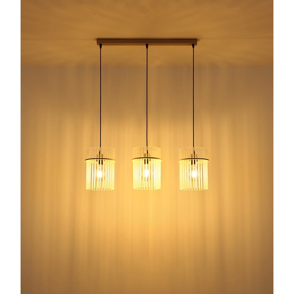 3-lichts hanglamp Gorley zand bruin met glas Globo 9007371566716