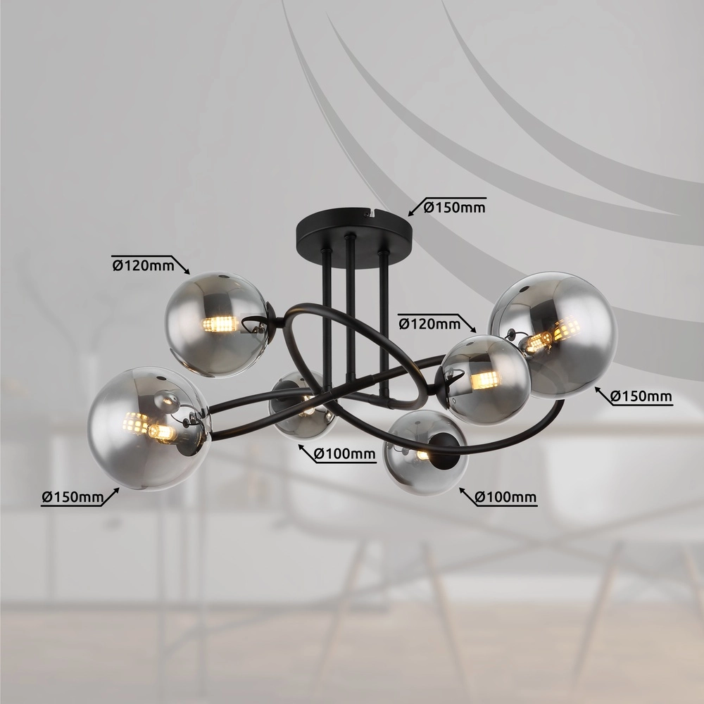 Zwarte plafondlamp Riha design Globo 9007371448807