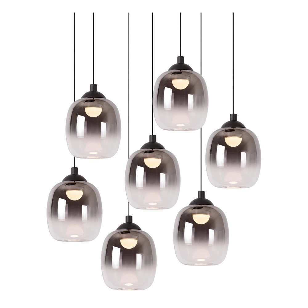 7-lichts hanglamp Tamino zwart Lucide 5411212792228