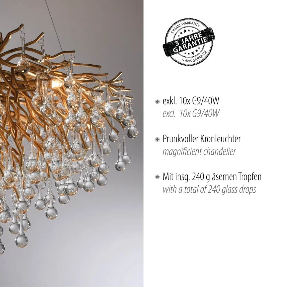 Unieke kroonluchter Icicle antiek messing Paul Neuhaus 4012248352120