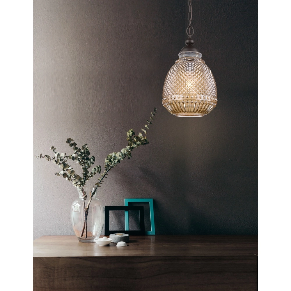 Hanglamp Toulon amber glas