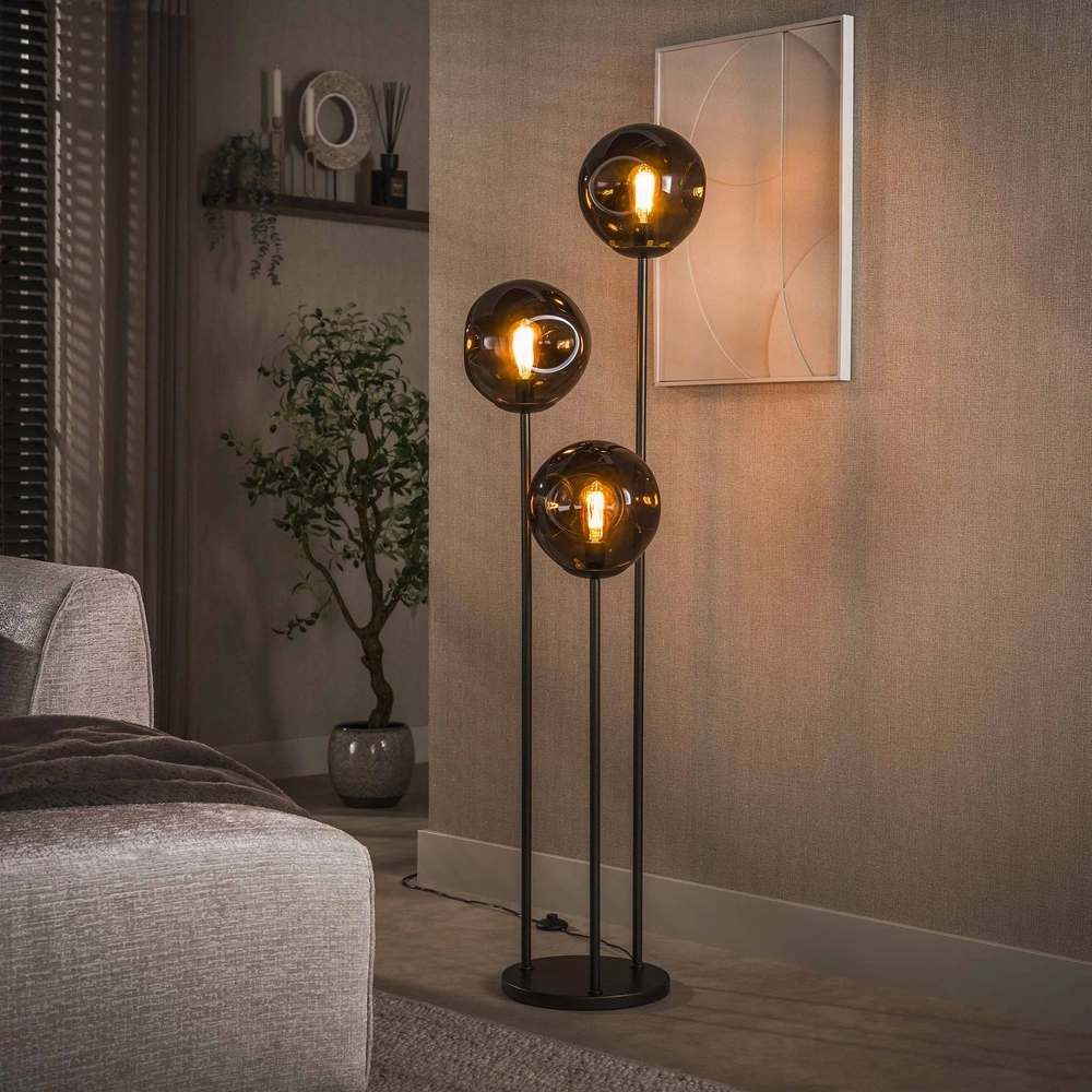 Glazen vloerlamp Stellar 3-lichts - smoke glas
