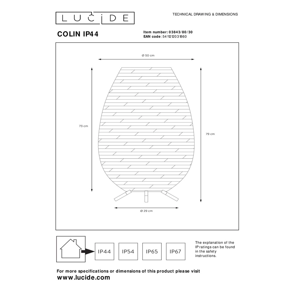 Tafellamp oplaadbaar Colin Ip44 zwart Lucide 5411212031860