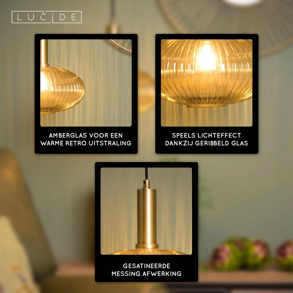Hanglamp Maloto Ø 30cm amber Lucide 5411212451200