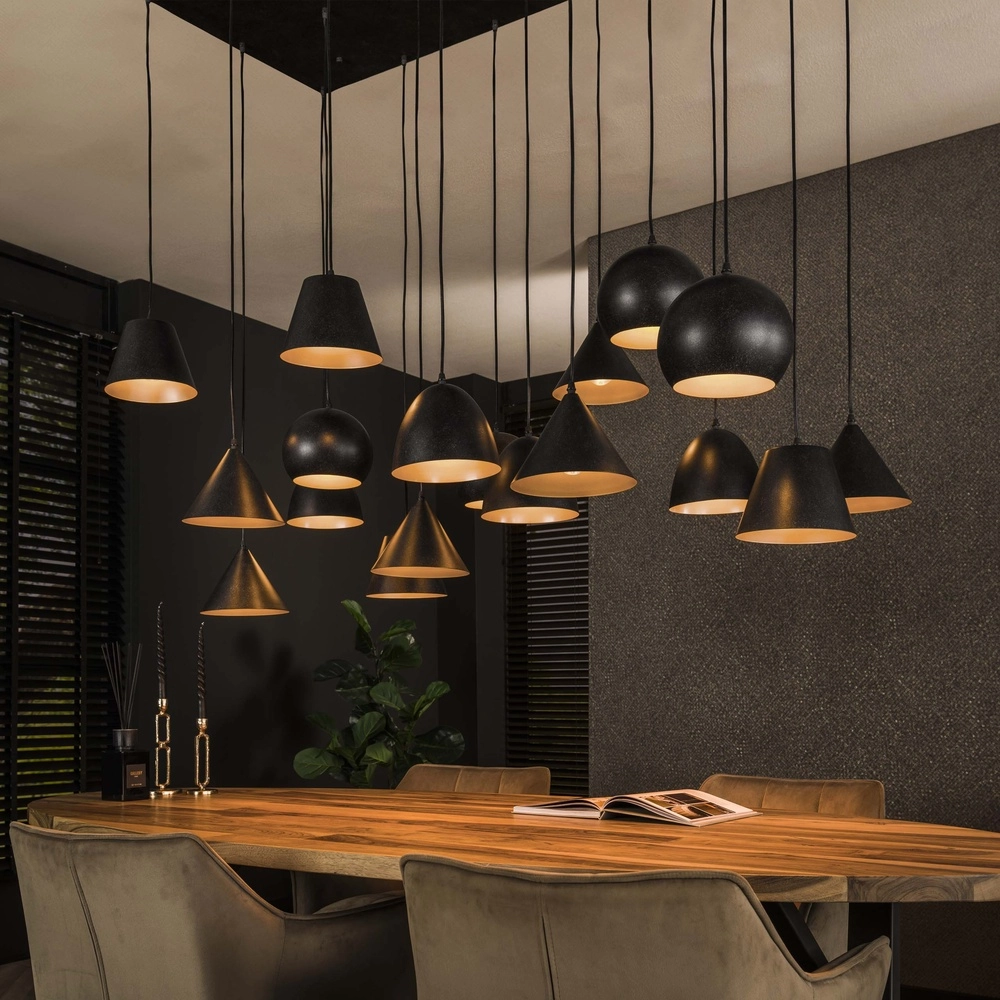 XXL hanglamp Metal 18-lichts - zwart