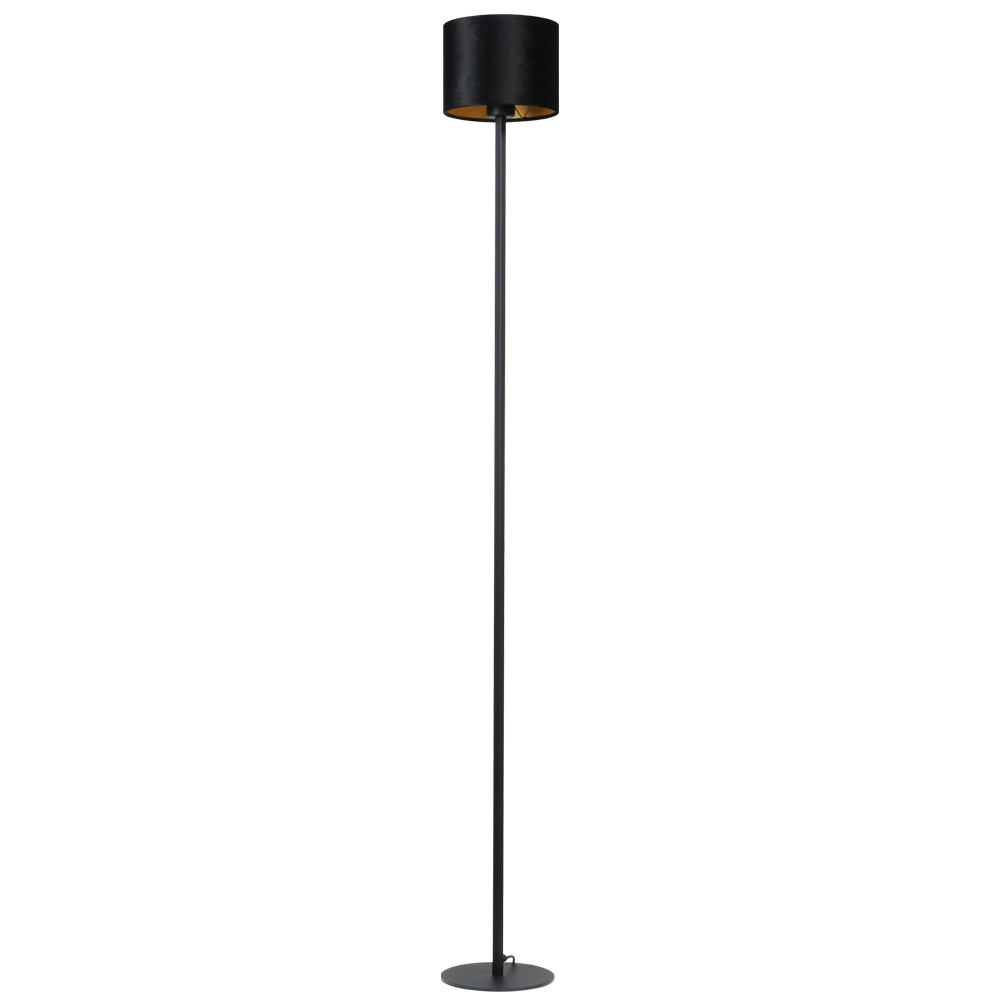 Zwarte vloerlamp Venus 175cm met zwarte lampenkap Zwarte vloerlamp Venus 175cm met zwarte lampenkap