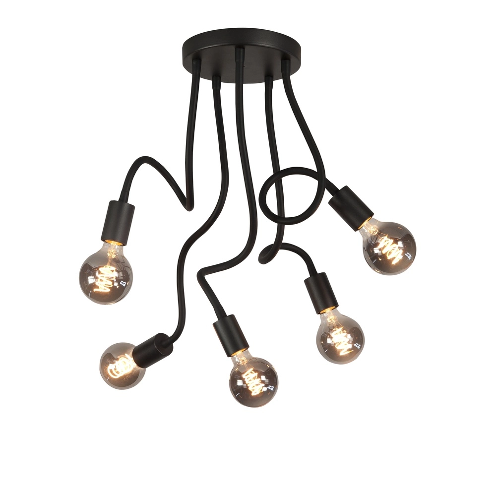Design plafondlamp Flex zwart 5-lichts