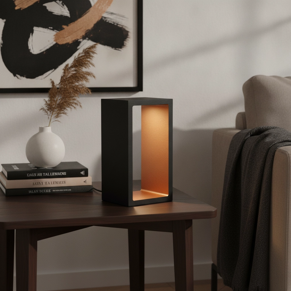 Design tafellamp Corridor zwart met roodkoper
