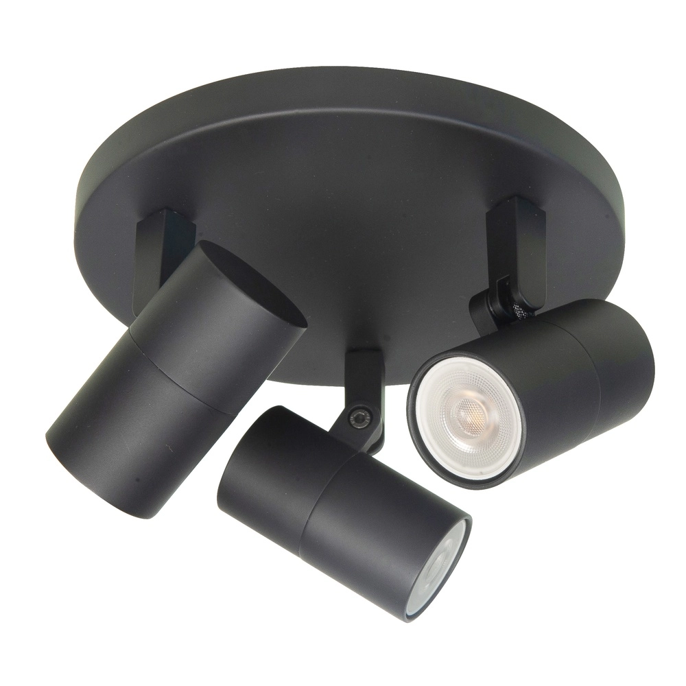 Zwarte opbouwspot Piccolo 3-lichts rond