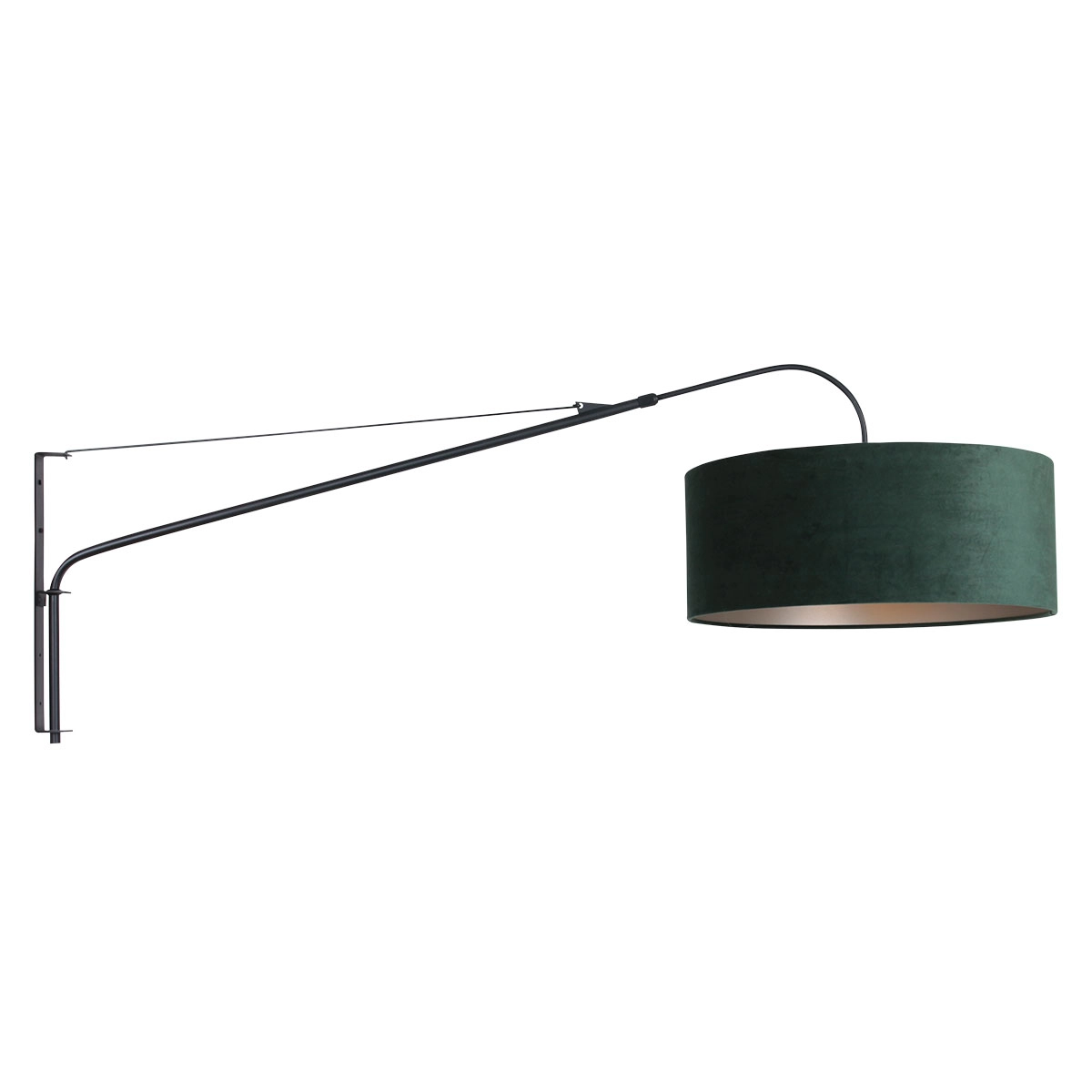 Wandlamp Elegant Classy 50cm zwart met groen velourse kap Steinhauer 8712746146035