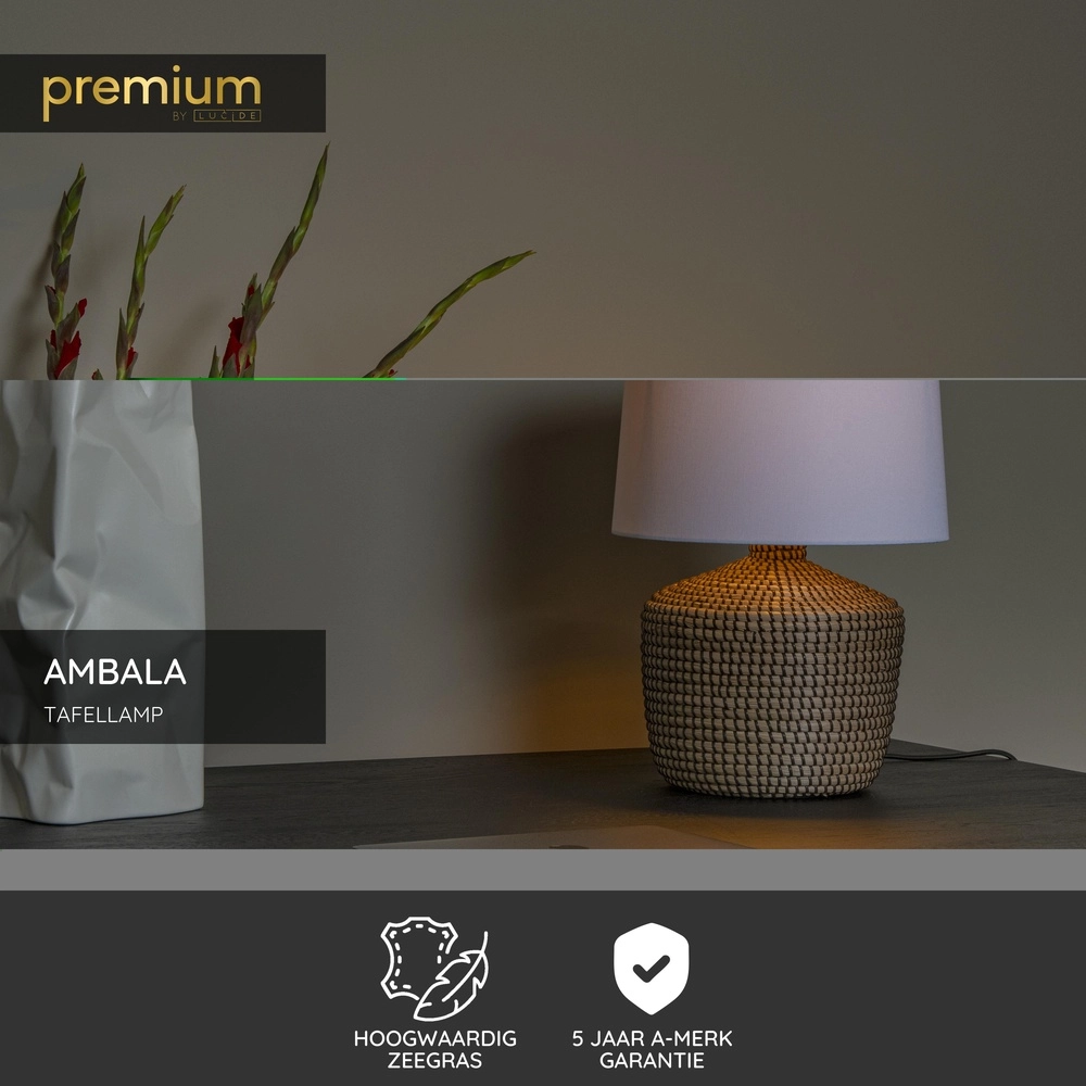 Schemerlamp Ambala Ø 45cm - zeegras bruin Premium by Lucide 5411212106117