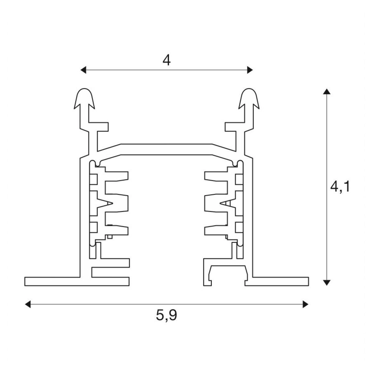 2 meter 3-Fase Rail 2 meter inbouw wit SLV 4024163200158