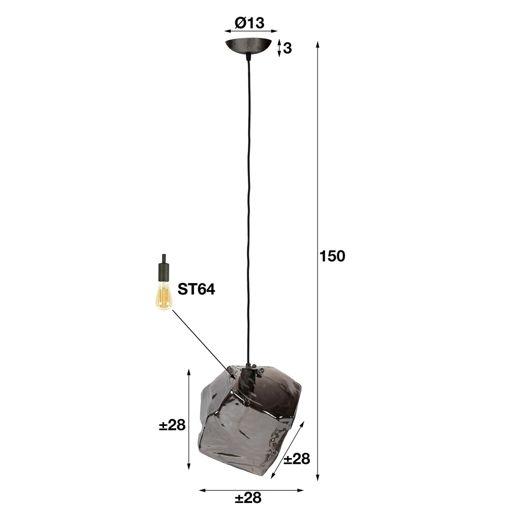 Moderne hanglamp Rock chroom glas Lyora 8716803511392