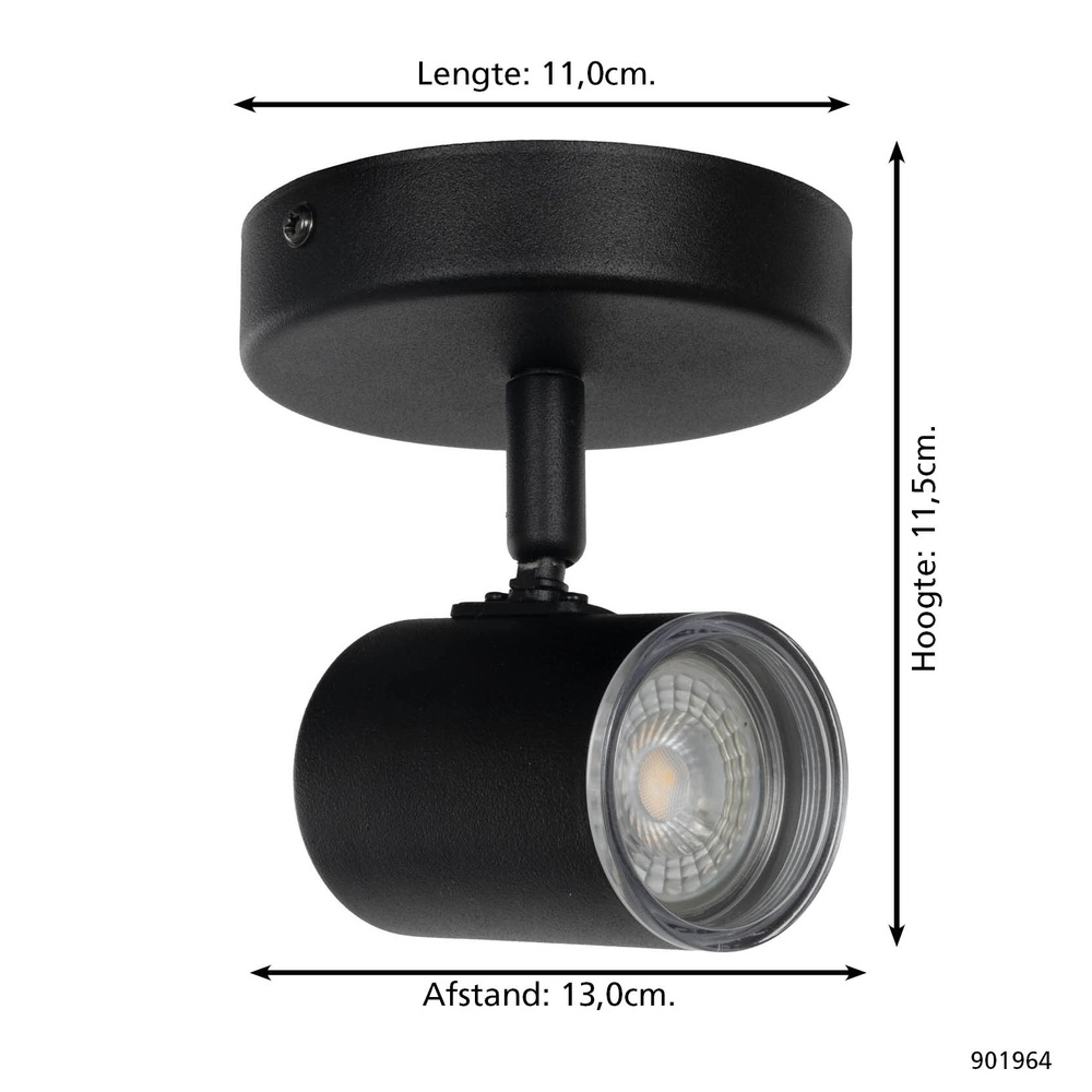 Opbouwspot Consuma 1 enkel zwart Eglo 9008606355921