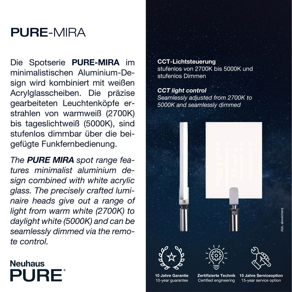 Led wandlamp Pure Mira schakelaar - black pearl Paul Neuhaus 4012248359426